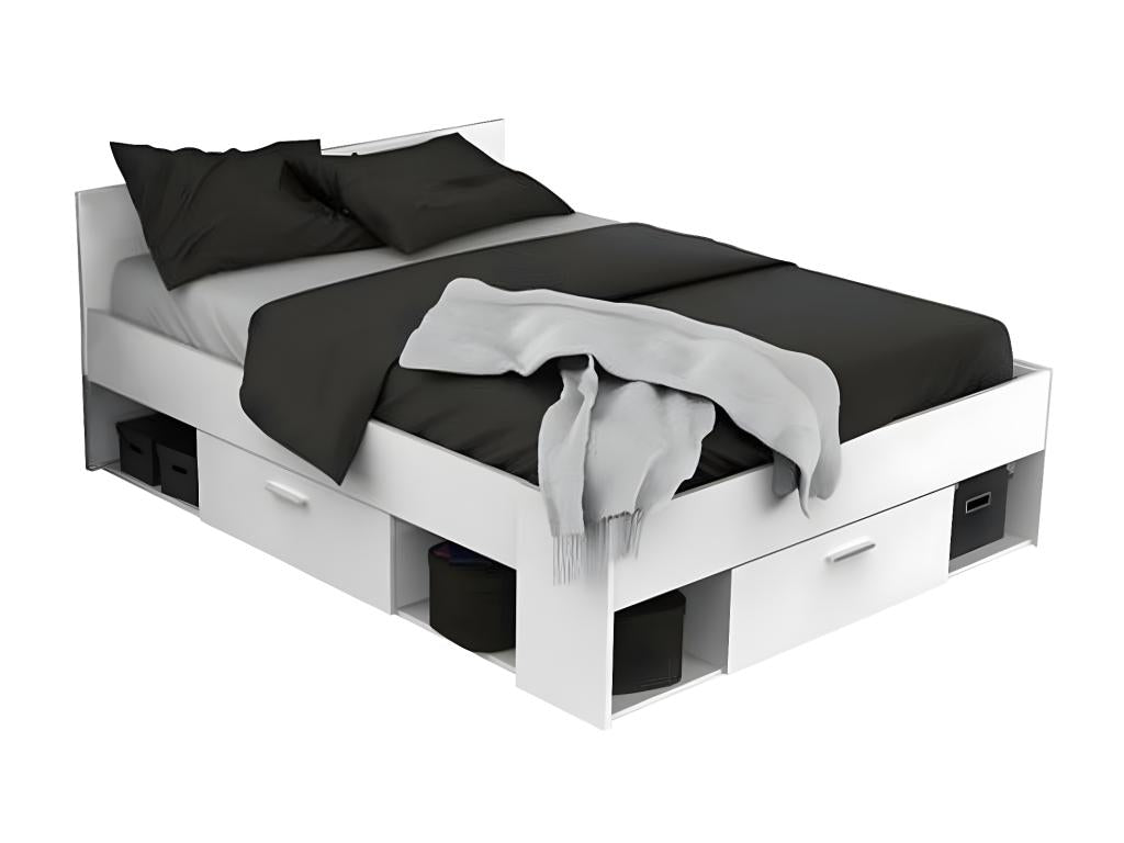 Extendable White Bed with 3 Drawers 140x190/200cm - Artanzy 97478OSBY