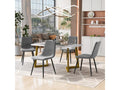 Dining table set 117x68 cm with 4 velvet upholstered chairs - gold metal legs - White grey 97907ENIQ