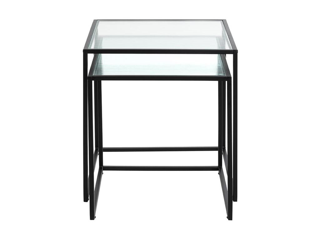 Set of 2 side tables in black metal and tempered glass 40647MLUH