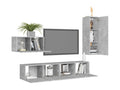 4-piece TV stand set, concrete grey engineered wood, 37402QDAS