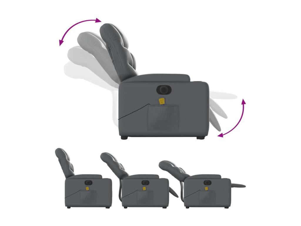 Grey faux leather electric reclining massage chair 64108KWTY