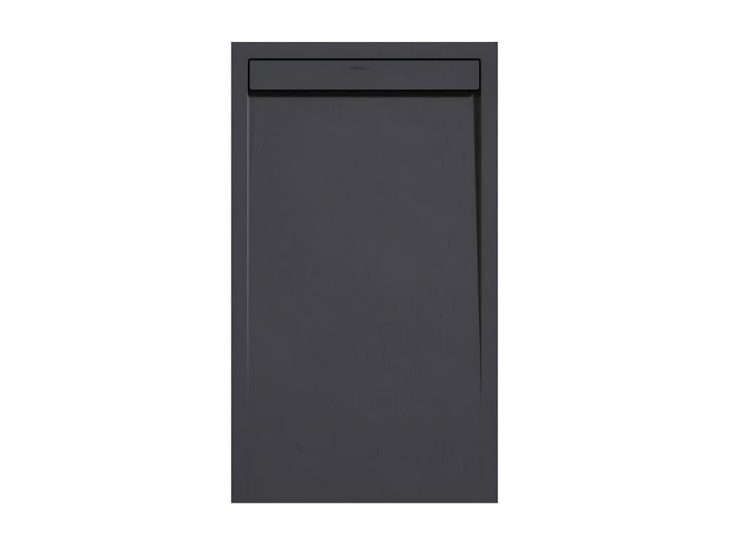 Anthracite shower tray with slate finish, Delimoa SMART colored grate - 180x70 cm 30008JKXH