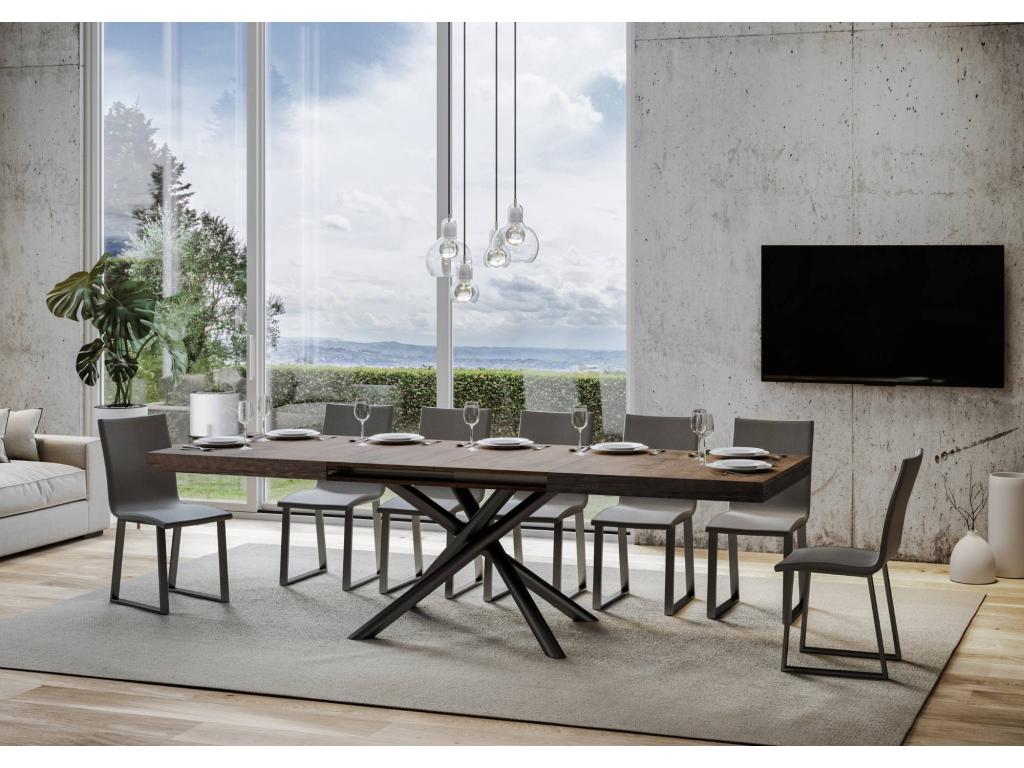 Artanzy Extendable Table 90x180/440 cm Walnut with Anthracite Frame 89309HHNC