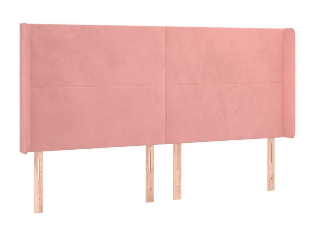 Headboard with wings, Pink, 203x16x118/128 cm, Velvet, 59086LQEL