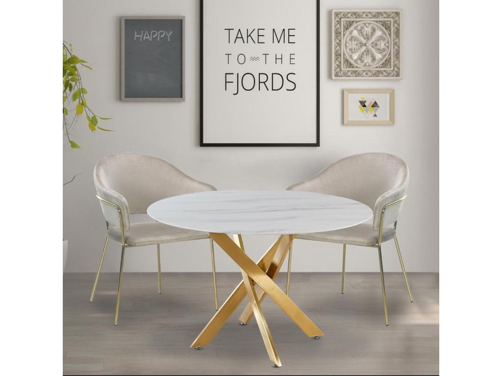 Artanzy Round Dining Table 120cm Marble Effect 31045UXXR