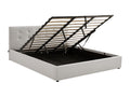 Adult storage bed 180x200 cm with beige fabric upholstered headboard and slatted base - Delimoa 50460UCSM
