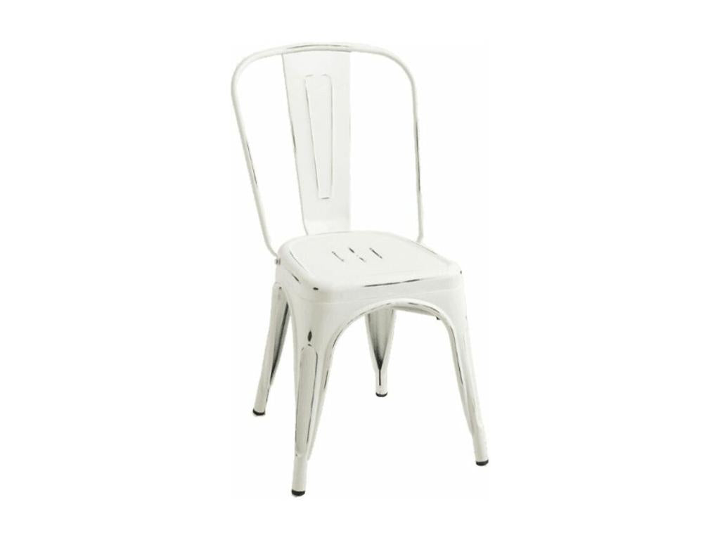 Artanzy Vintage Industrial Steel Chair - White 87745LMBD