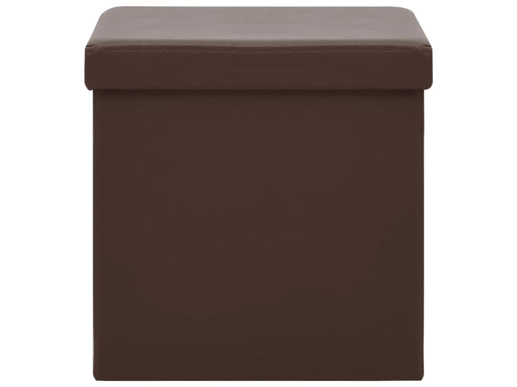 Folding Storage Stools, 2 pcs, Brown PVC, 63610MXBL