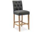 Set of 2 Artanzy wooden bar stools with grey fabric - H65cm 03401LDRU