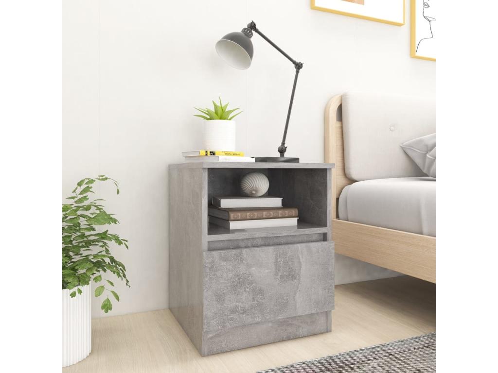 2-piece bedside tables, concrete grey, 40x40x50 cm, chipboard, 51215OEPA