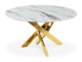 Delimoa 66091SSSE round coffee table in marble-effect glass with gold legs