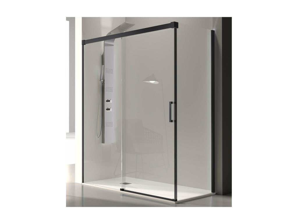 Fixed shower screen, sliding door, GLASÉ matte black profile, 130 cm, without side panel, 13936SJKN