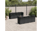 9-piece garden furniture set with cushions, black woven resin 08570IQZF