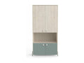 Scandinavian Wardrobe with 4 Doors and 1 Niche, Wood and Green Finish - W89 cm - Artanzy 62641XGQE