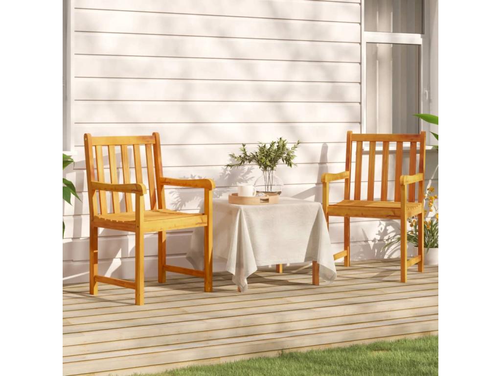 Delimoa Solid Wood Garden Chairs, Set of 2, 23492SJPX