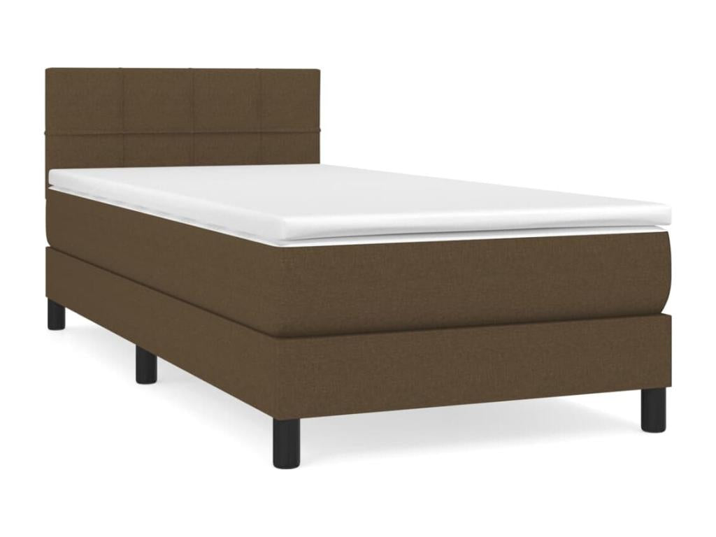 Upholstered bed base with mattress, dark brown, 90x190 cm, 71691QHRP