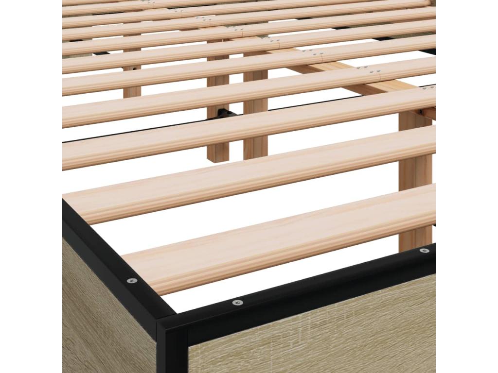 Delimoa oak bed frame 135x190 engineered wood and metal 92164HDKS