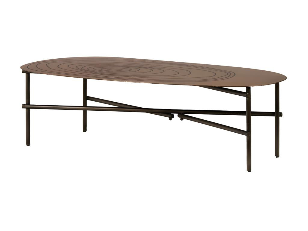 Coffee table L- 120 cm with copper-colored metal top and black metal legs - Delimoa 95355LBYI