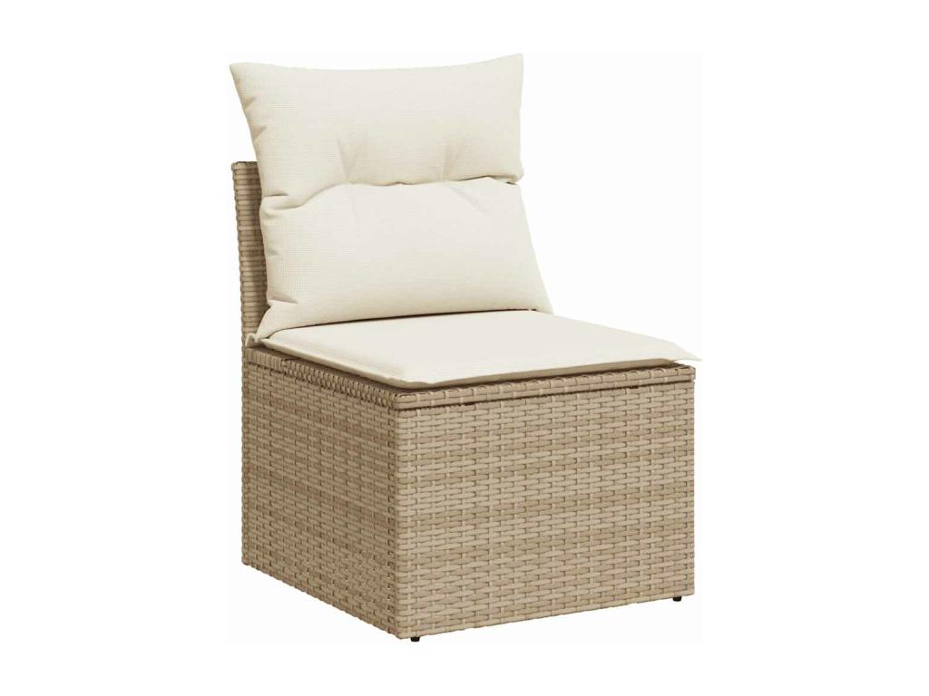 8-piece garden furniture set with cushions, beige wicker resin 03431WTTV