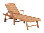Set of 2 sun loungers with table and cushion, solid teak wood 82757KOOI