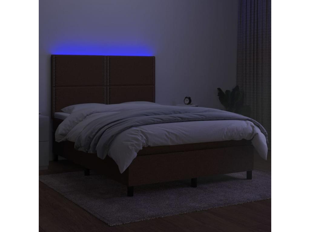 Delimoa bed base with mattress and LED light, dark brown, 140x200 cm, 31719VUUI