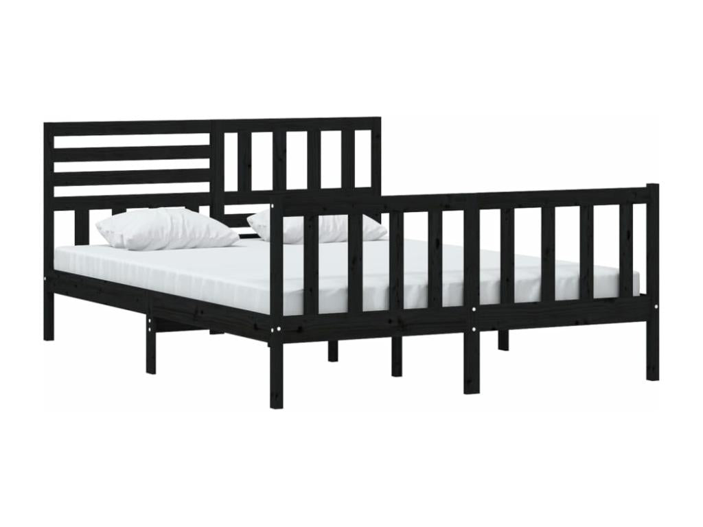 Black solid wood bed frame without mattress 15437IRUB