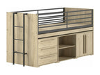 Delimoa - 90x200cm Combination Loft Bed with Sliding Tray and Storage, Oak Finish 49646EOGU
