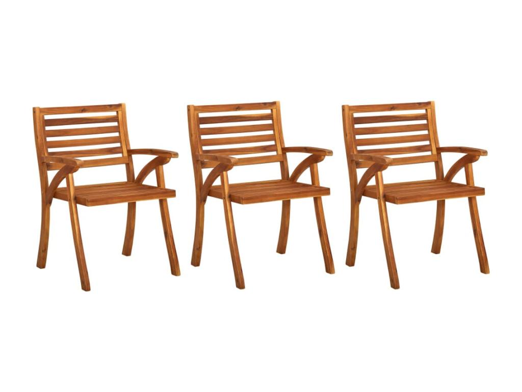 Delimoa 3-Piece Solid Wood Garden Dining Chairs with Cushions 13040BAFB