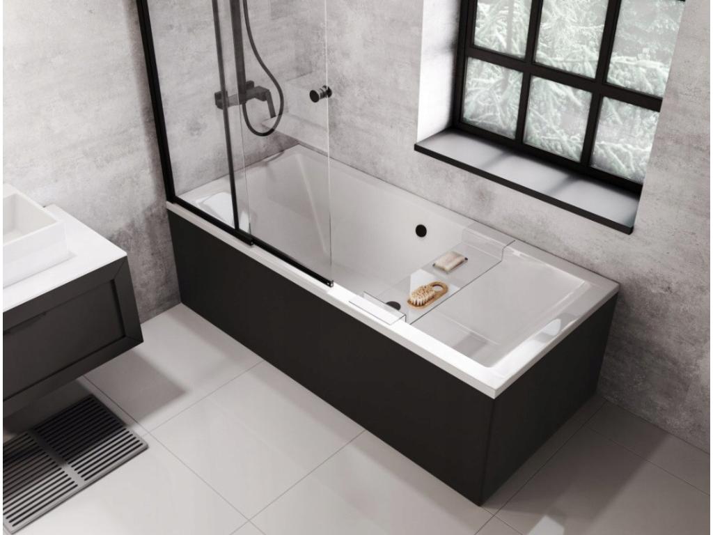 Delimoa bathtub 170-175-180-190 cm with black apron - Dimensions 190cm 57396XOPK