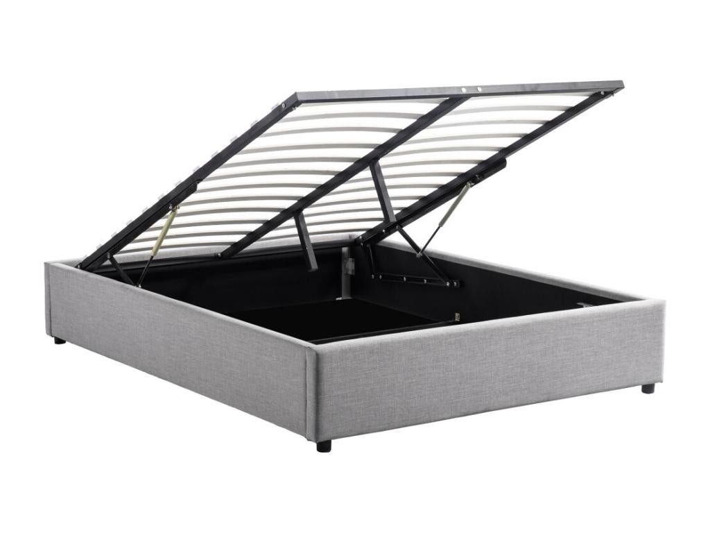 Delimoa bed frame with lift-up slatted base in fabric - Light grey - Width - 160 cm 81668AQXQ