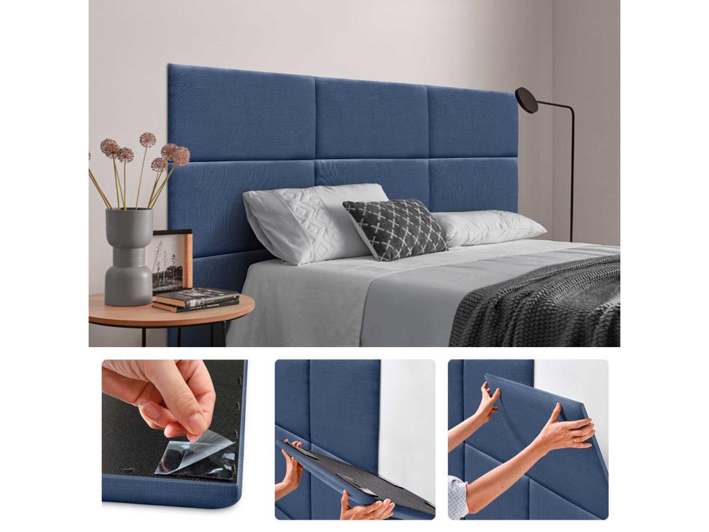 Artanzy Set of 1 Self-adhesive Linen Wall Panel, Sound Absorbing, Shockproof, and Suitable for Headboards, Navy Blue, 50x40cm x1, 07901LFCV