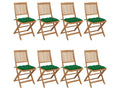 Folding garden chairs, set of 8 with cushions, Bois d'Artanzy 06206BUXR