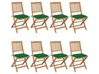 Folding garden chairs, set of 8 with cushions, Bois d'Artanzy 06206BUXR