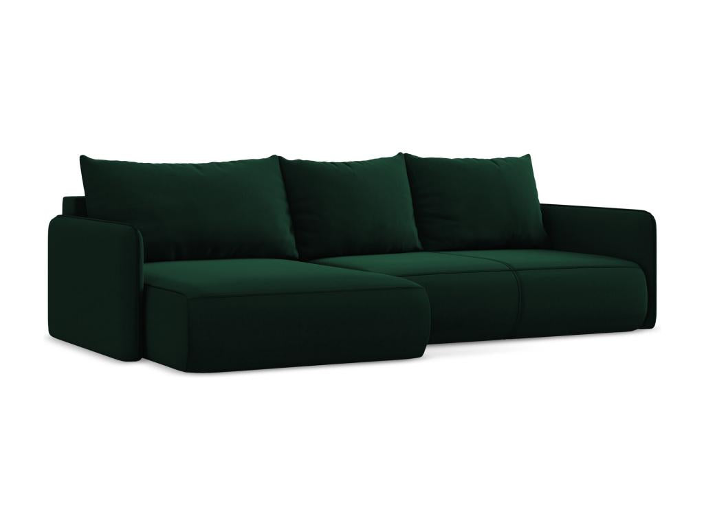 3-seater left-hand corner sofa bed in velvet - bottle green - Delimoa 43647XVXK