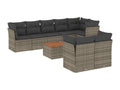 9-piece garden furniture set with grey resin wicker cushions 19874OGIB