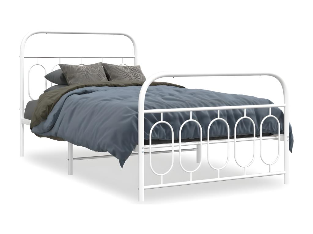 Metal bed frame with white headboard/footboard 100x190cm 22868KQHI