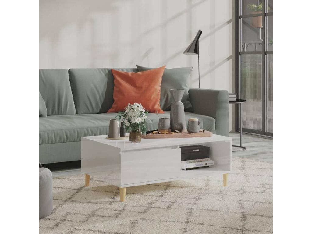 Coffee table, glossy white, 90x60x35 cm, chipboard, 24481OCGK