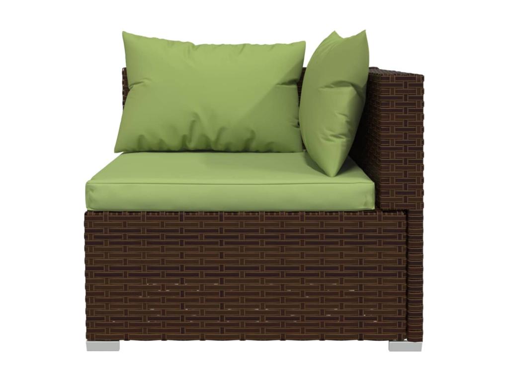 7-piece garden furniture set with cushions, brown wicker resin, 12843KOBC