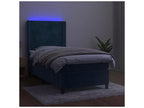Delimoa bed base with LED mattress, dark blue, 90x190 cm, velvet, 00732BDQG