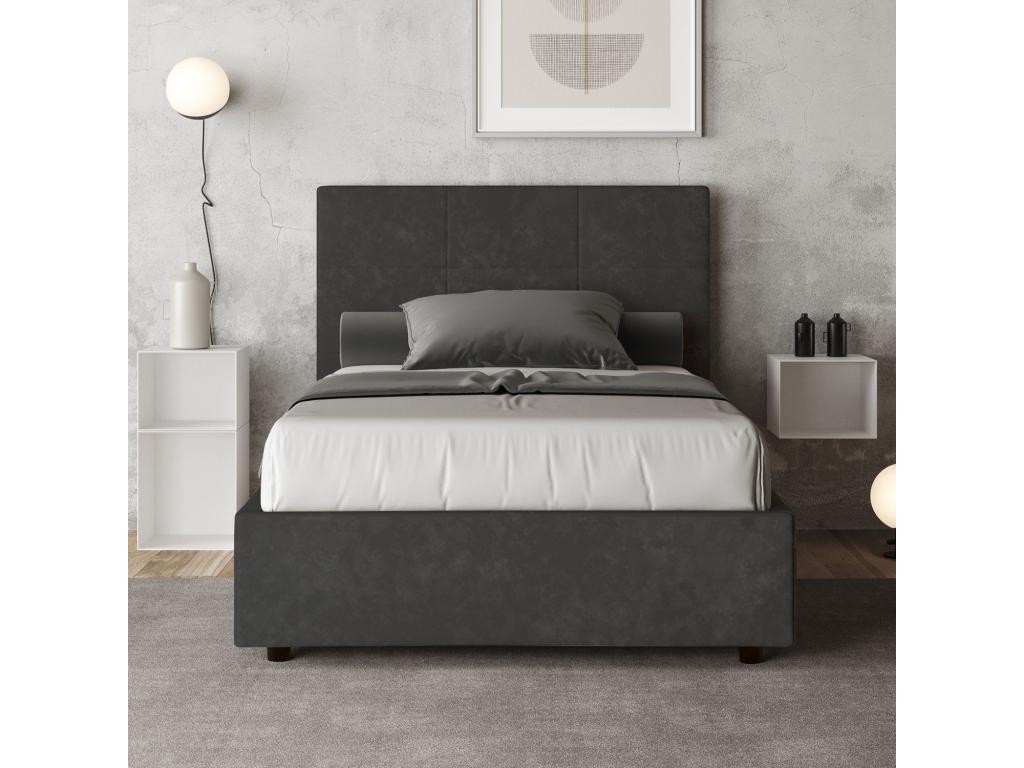 Single bed without slatted base, upholstered, 120x190 cm, grey microfiber, Delimoa 90232GZOV