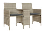 2-seater garden sofa with table and stools, light grey rattan 22926LOHC