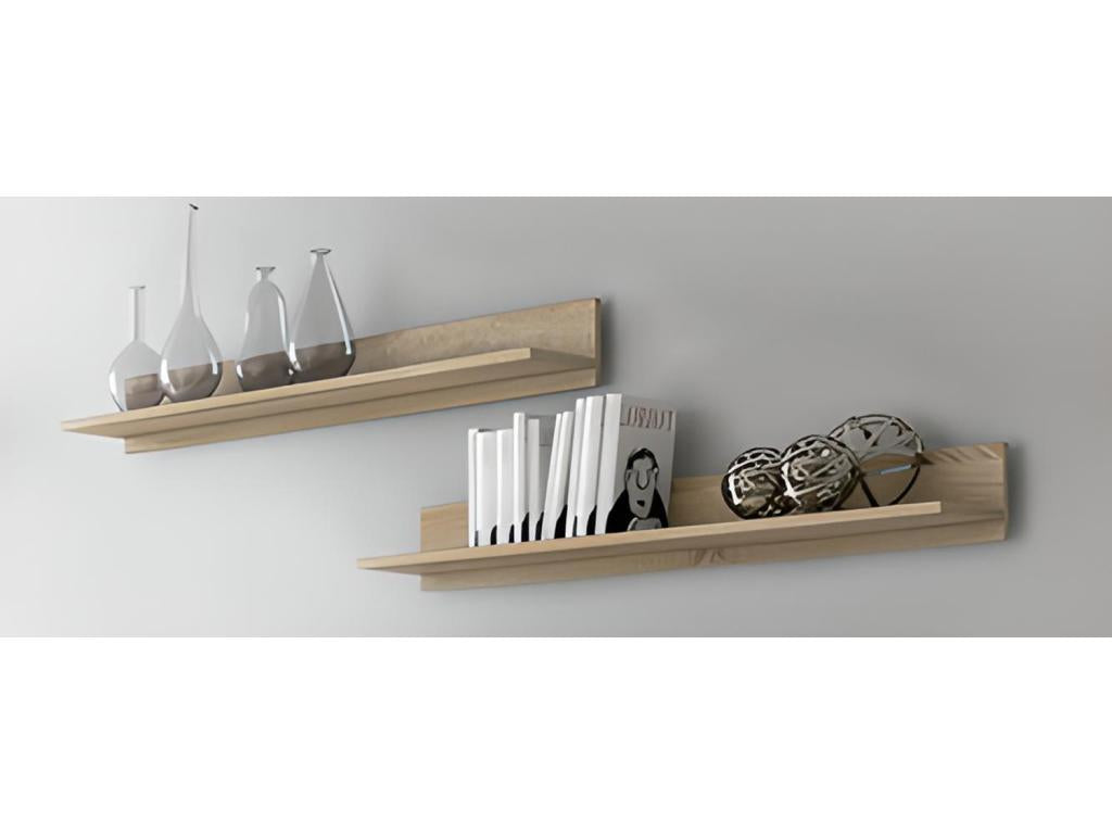 Set of 2 shelves in Delimoa oak finish - Length 91.5 x Depth 17.6 x Height 13 cm 98673ZWXT