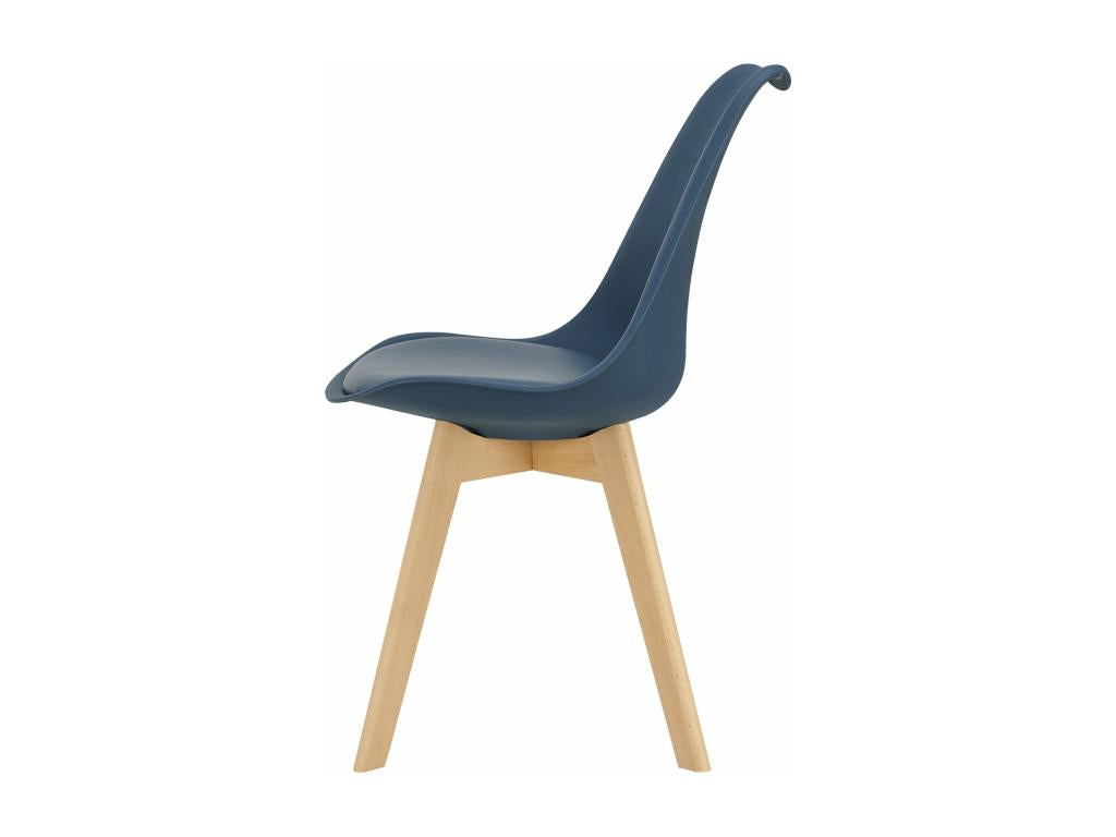 Set of 2 Scandinavian dining chairs, kitchen seats, plastic, synthetic beech, 81 cm, blue, 03 0002769 52571OWNY