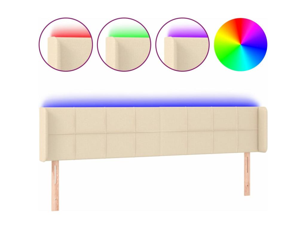 Cream LED Headboard 183x16x78/88 cm Fabric 73471HMON