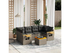 7-piece garden furniture set with cushions, grey woven resin 06918UUMU