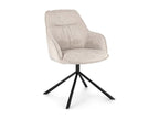 Artanzy designer armchair in soft light beige fabric and black steel legs - Set of 2 09585ANKC