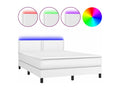 Upholstered bed base and mattress with LED lighting, white, 140x200 cm, faux leather, 69627XTTT