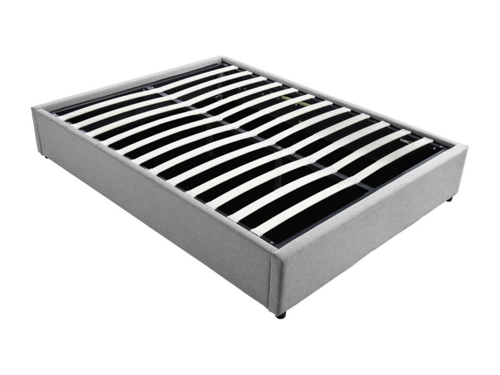 Delimoa bed frame with lift-up slatted base in fabric - Light grey - Width - 160 cm 81668AQXQ