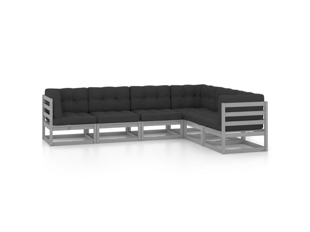 6-piece garden furniture set with cushions, solid pine wood, 92 46197IFNG