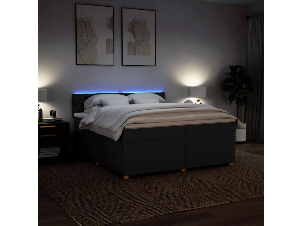 Delimoa bed base with black mattress 200x200 cm fabric 25402KDYI